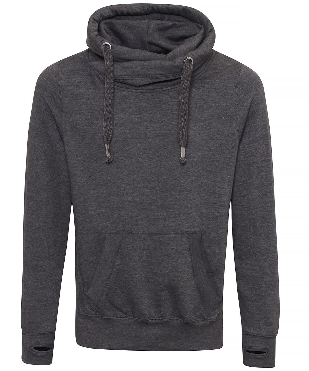 AWDis Just Hoods Cross neck hoodie JH021 - Charcoal - Customisable Hoodies