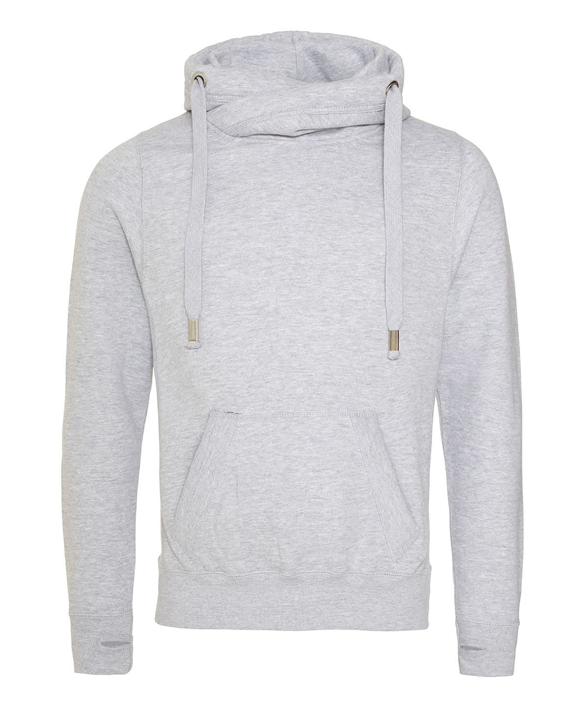 AWDis Just Hoods Cross neck hoodie JH021 - Heather Grey - Customisable Hoodies