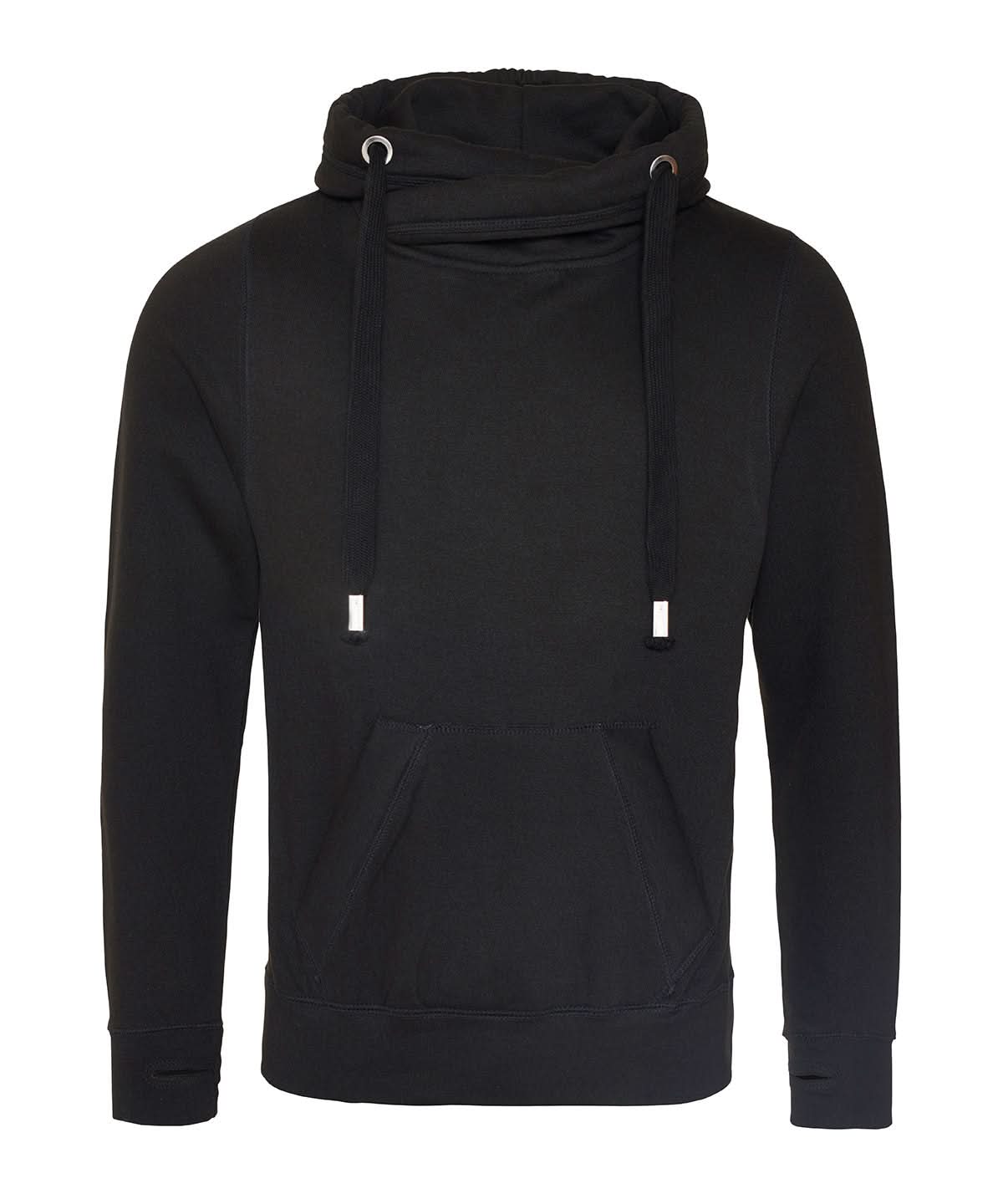 AWDis Just Hoods Cross neck hoodie JH021 - Jet Black - Customisable Hoodies