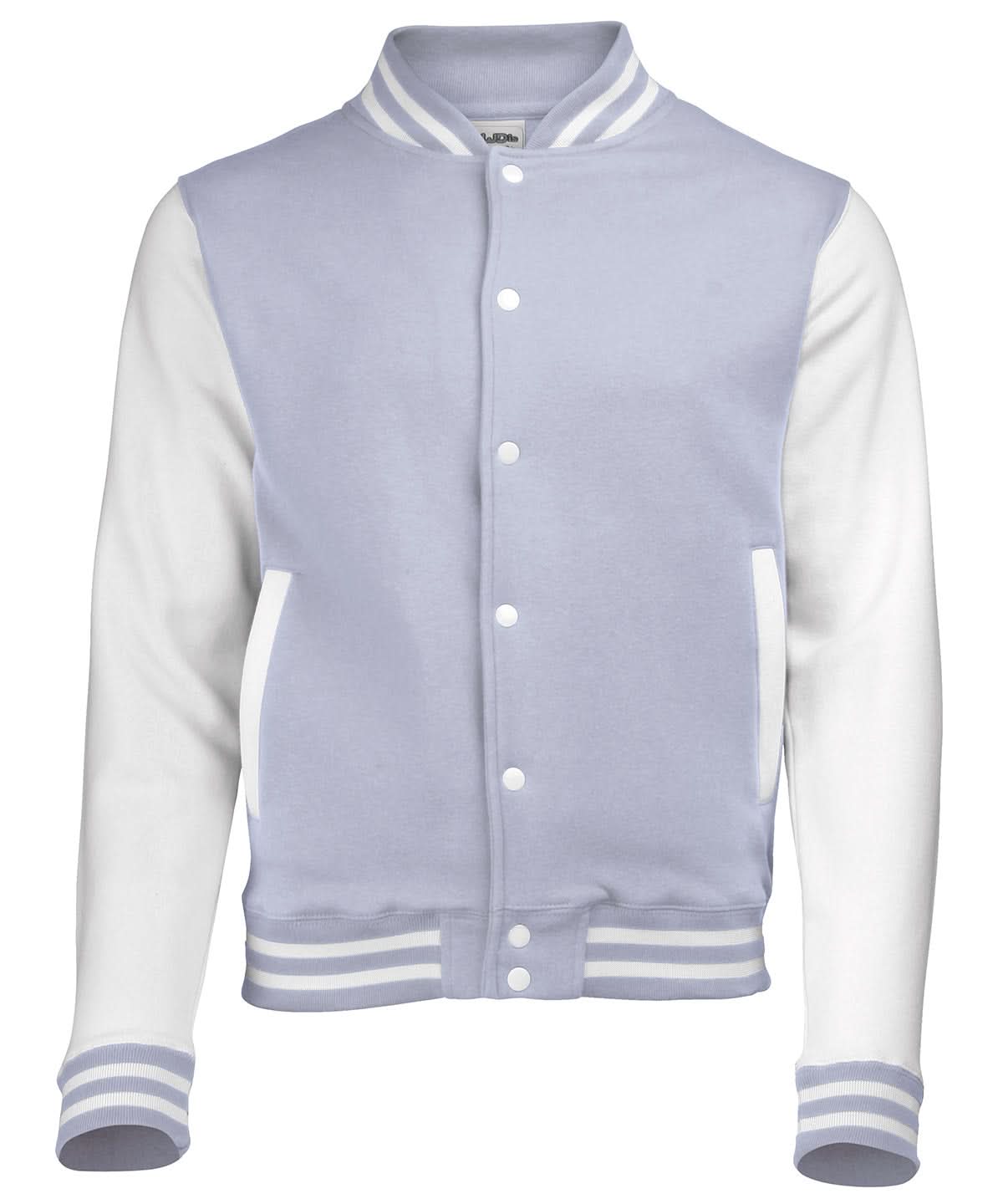 AWDis Just Hoods Varsity jacket JH043 - Heather Grey White - Customisable Jacket
