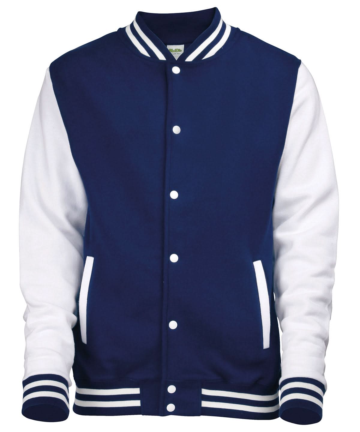 AWDis Just Hoods Varsity jacket JH043 - Oxford Navy White - Customisable Jacket