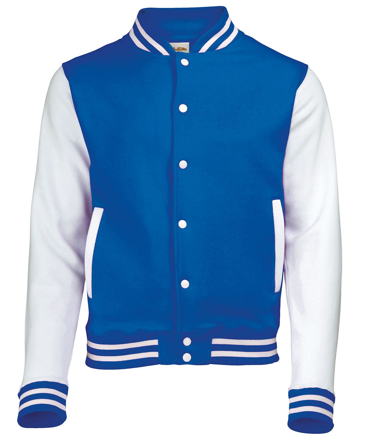AWDis Just Hoods Varsity jacket JH043 - Royal Blue White - Customisable Jacket