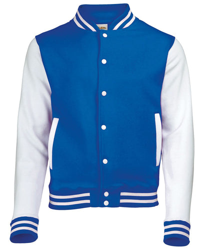 AWDis Just Hoods Varsity jacket JH043 - Royal Blue White - Customisable Jacket