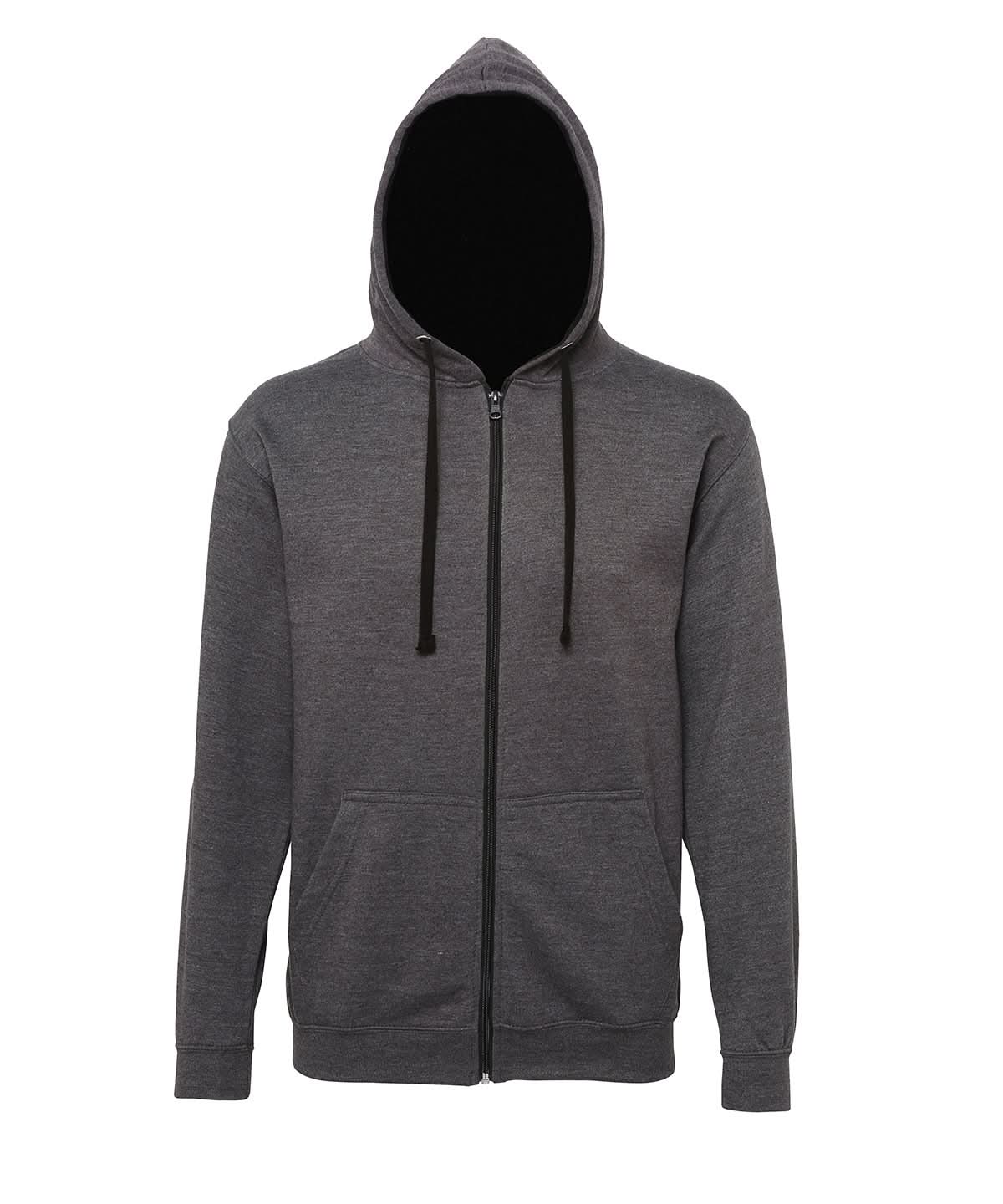 AWDis Just Hoods Varsity zoodie JH053 - Charcoal Jet Black - Customisable Hoodies