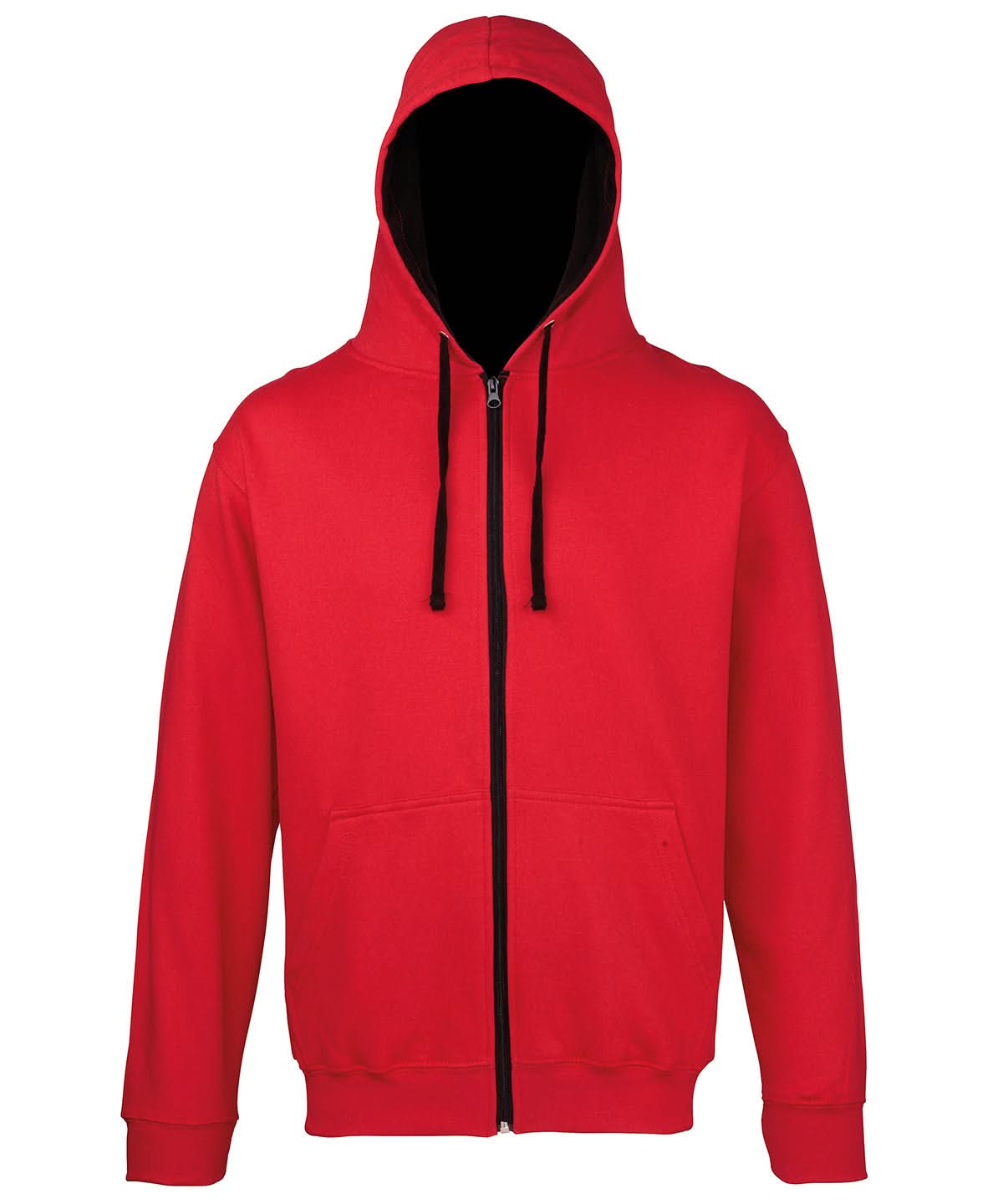 AWDis Just Hoods Varsity zoodie JH053 - Fire Red Jet Black - Customisable Hoodies