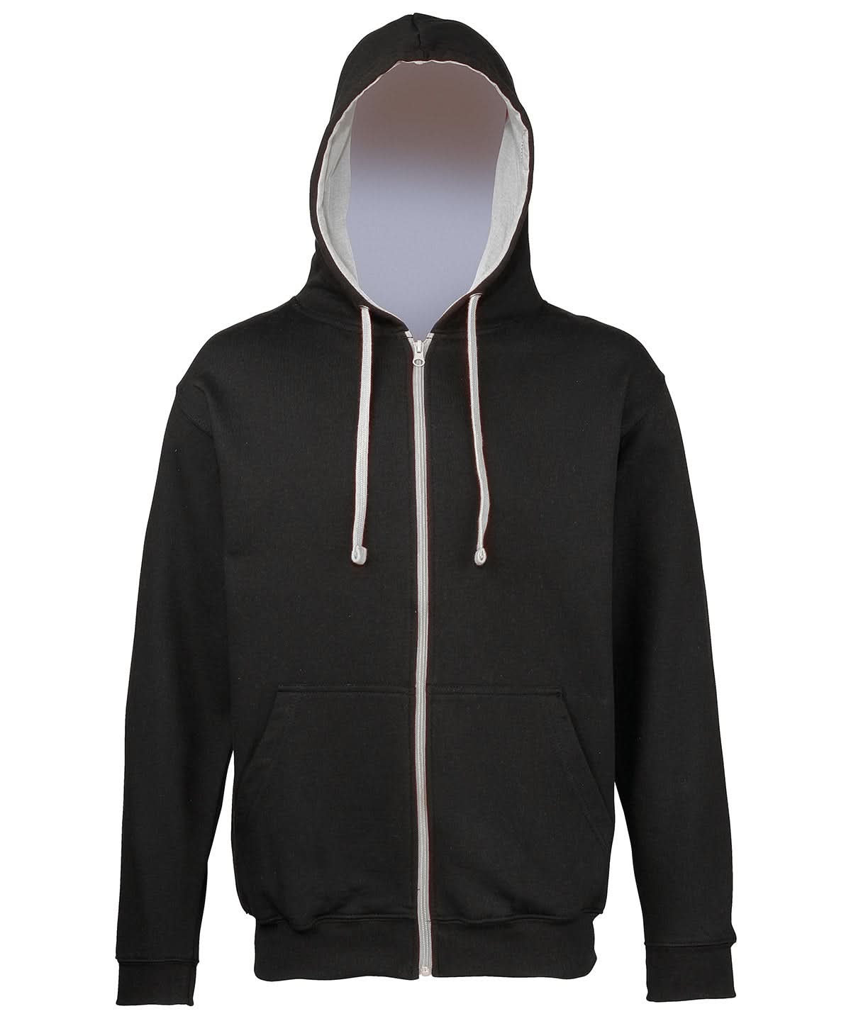 AWDis Just Hoods Varsity zoodie JH053 - Jet Black Heather Grey - Customisable Hoodies