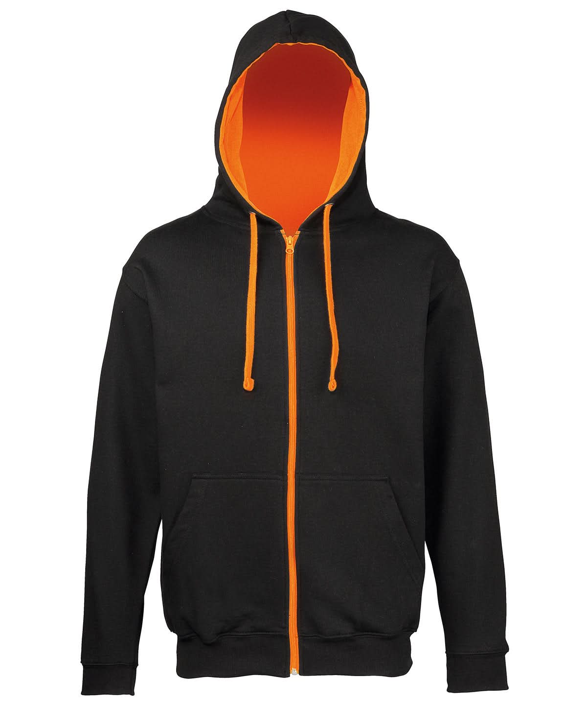 AWDis Just Hoods Varsity zoodie JH053 - Jet Black Orange Crush - Customisable Hoodies