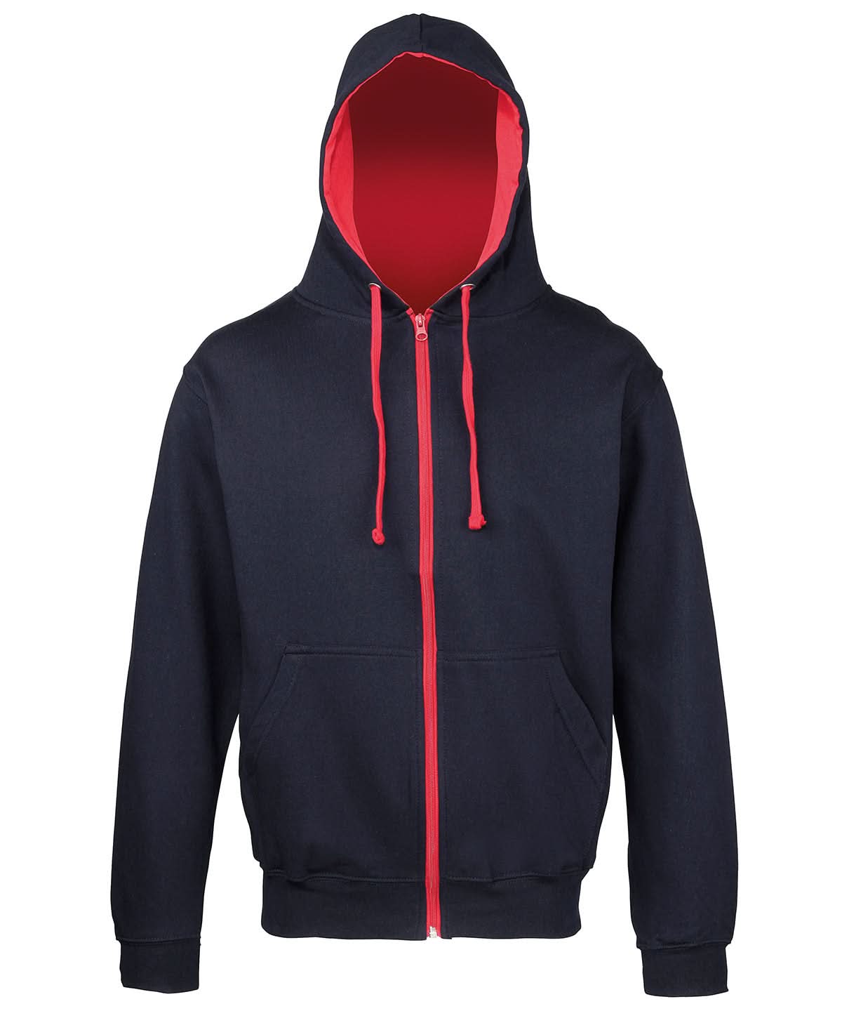 AWDis Just Hoods Varsity zoodie JH053 - New French Navy Fire Red - Customisable Hoodies