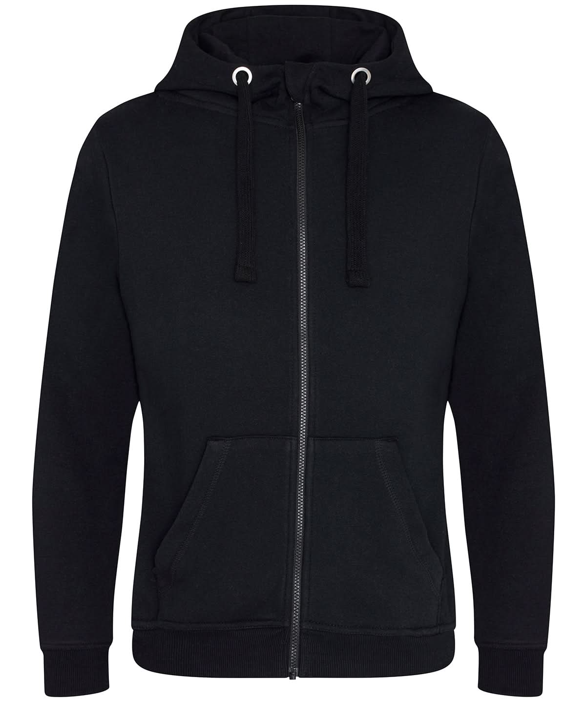 AWDis Just Hoods Heavyweight zoodie JH150 - Jet Black - Customisable Hoodies