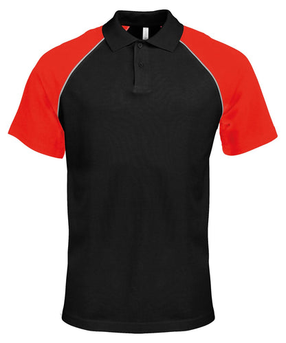 Kariban Polo baseball contrast polo shirt KB226 - Black Light Grey Red - Customisable Polos