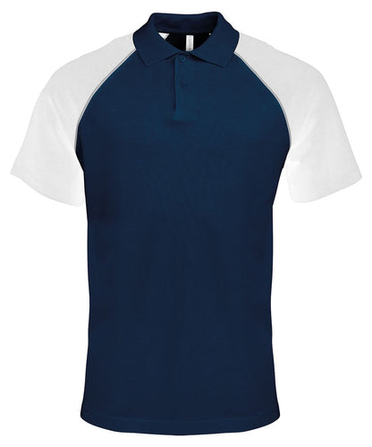 Kariban Polo baseball contrast polo shirt KB226 - Navy Light Grey White - Customisable Polos