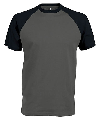 Kariban Baseball Short sleeved two tone T shirt KB330 - Slate Grey Black - Customisable T-Shirt