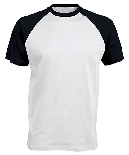 Kariban Baseball Short sleeved two tone T shirt KB330 - White Black - Customisable T-Shirt