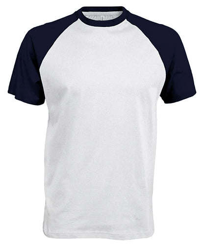 Kariban Baseball Short sleeved two tone T shirt KB330 - White Navy - Customisable T-Shirt