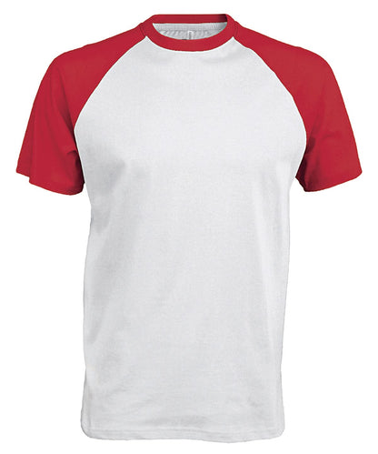 Kariban Baseball Short sleeved two tone T shirt KB330 - White Red - Customisable T-Shirt
