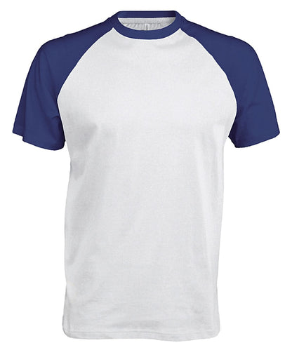 Kariban Baseball Short sleeved two tone T shirt KB330 - White Royal - Customisable T-Shirt