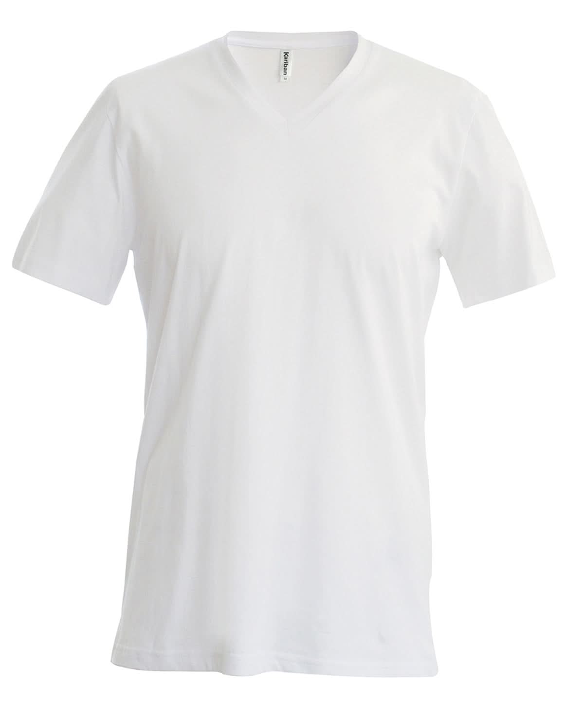 Kariban Mens short sleeved V neck T shirt KB357 - White - Customisable T-Shirt