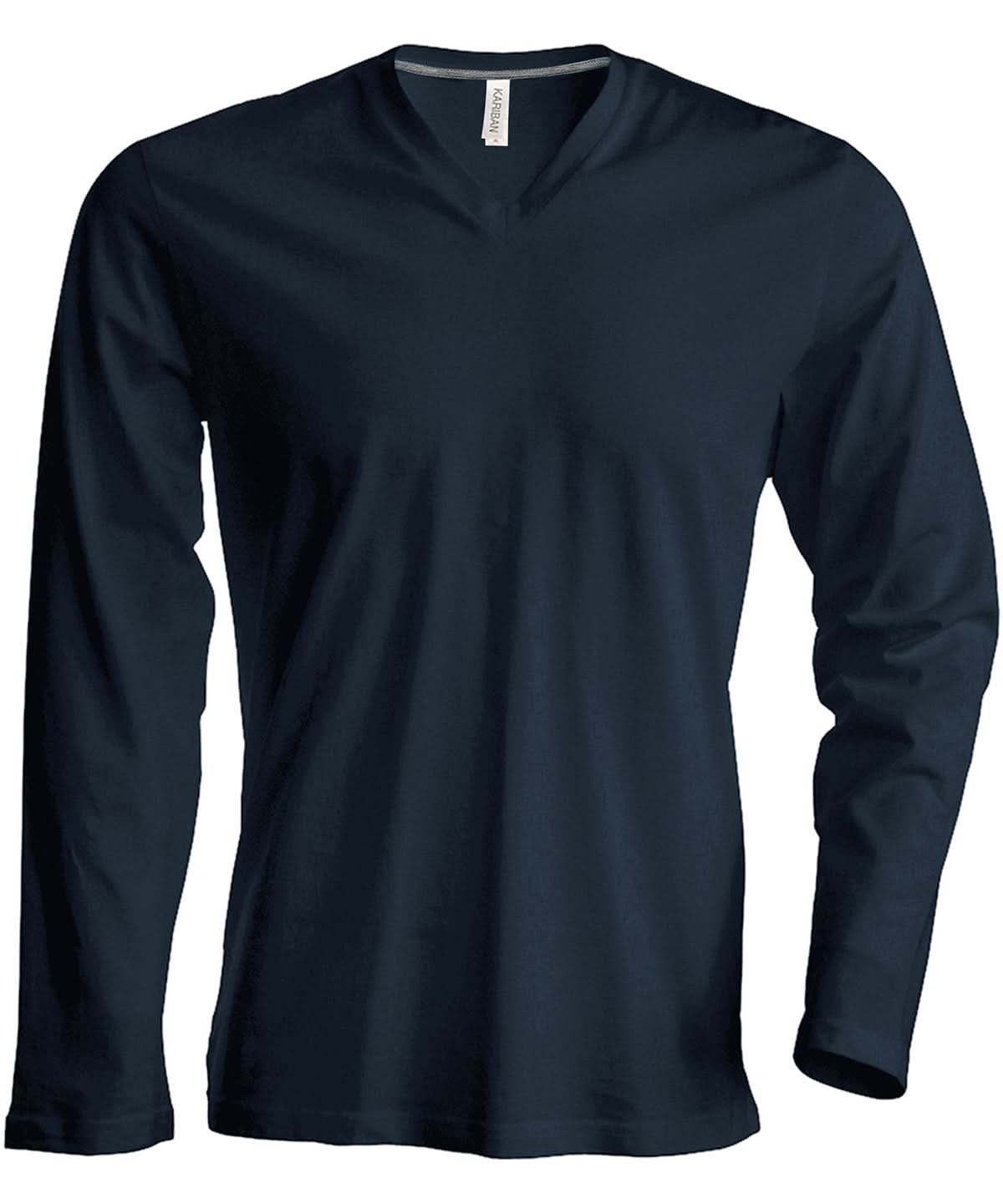 Kariban Mens long sleeved V neck T shirt KB358 - Dark Grey - Customisable T-Shirt