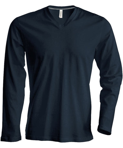 Kariban Mens long sleeved V neck T shirt KB358 - Dark Grey - Customisable T-Shirt