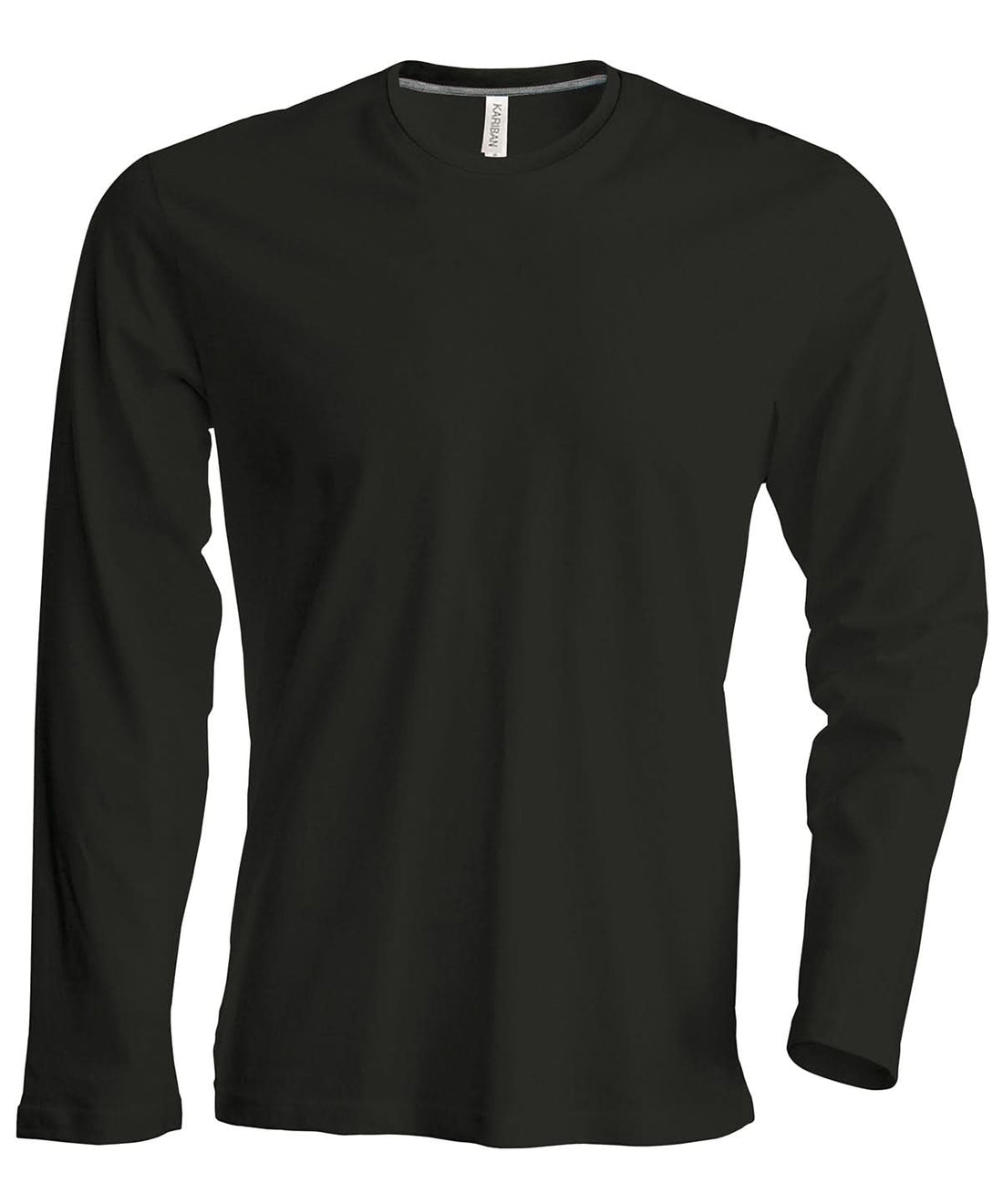 Kariban Mens long sleeved crew neck T shirt KB359 - Black - Customisable T-Shirt