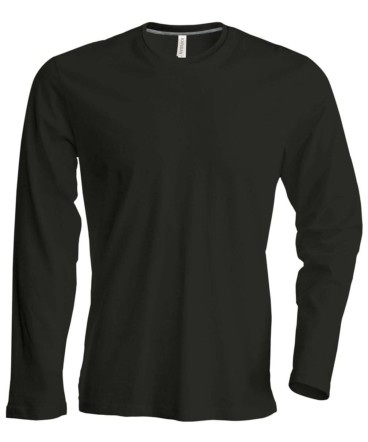 Kariban Mens long sleeved crew neck T shirt KB359 - Black - Customisable T-Shirt