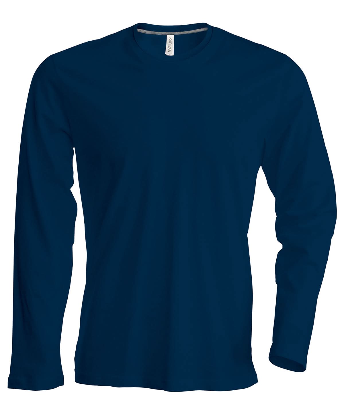Kariban Mens long sleeved crew neck T shirt KB359 - Navy - Customisable T-Shirt