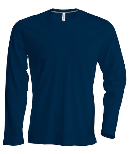 Kariban Mens long sleeved crew neck T shirt KB359 - Navy - Customisable T-Shirt