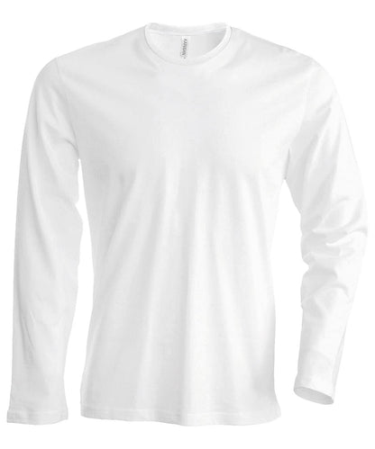 Kariban Mens long sleeved crew neck T shirt KB359 - White - Customisable T-Shirt