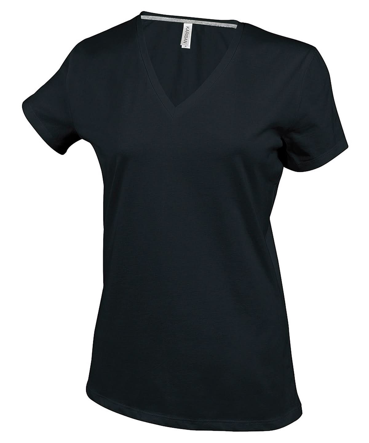 Kariban Ladies short sleeved V neck T shirt KB381 - Black - Customisable T-Shirt