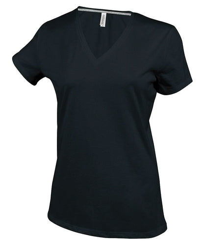 Kariban Ladies short sleeved V neck T shirt KB381 - Black - Customisable T-Shirt