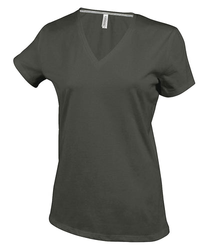 Kariban Ladies short sleeved V neck T shirt KB381 - Khaki - Customisable T-Shirt