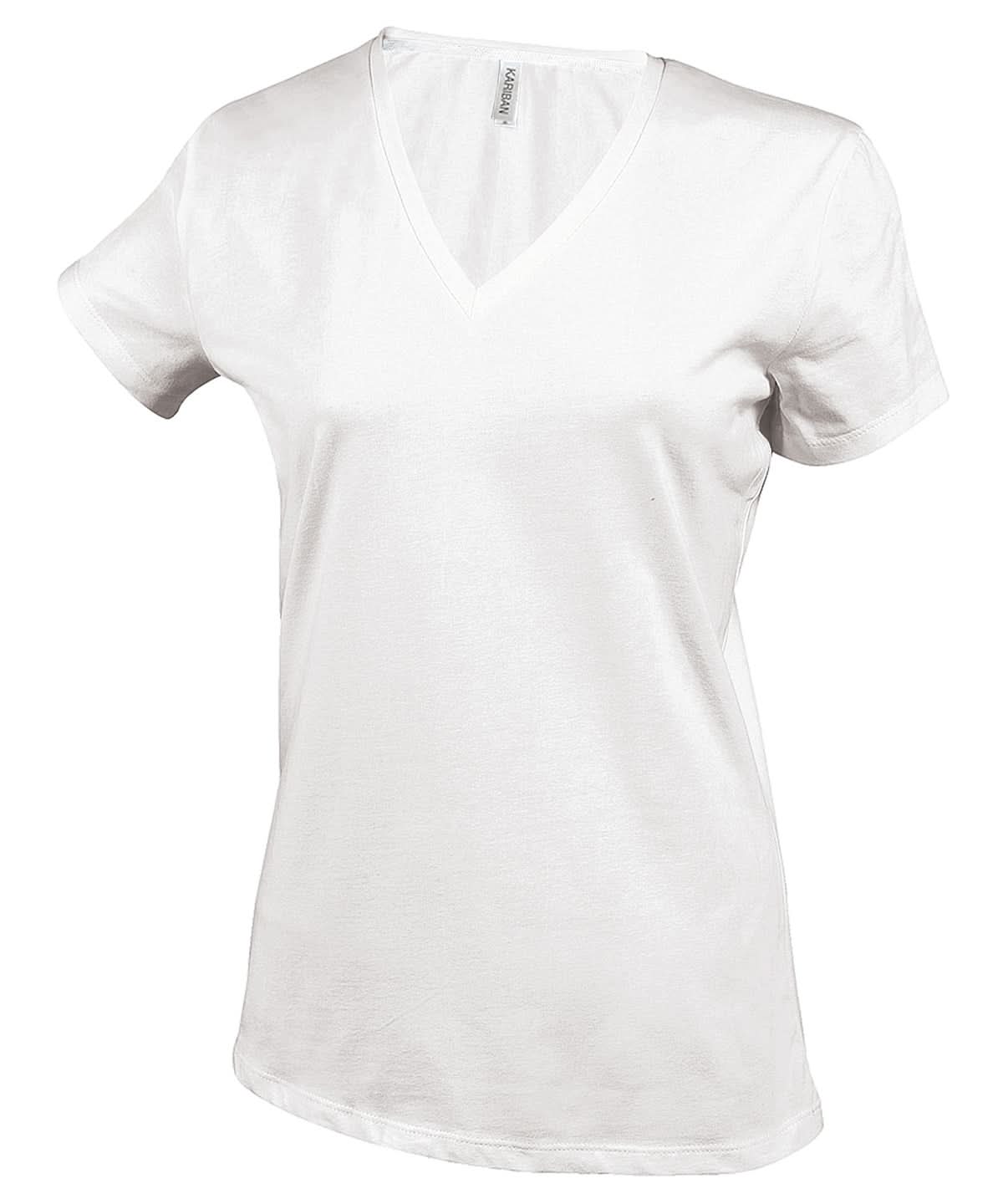 Kariban Ladies short sleeved V neck T shirt KB381 - White - Customisable T-Shirt