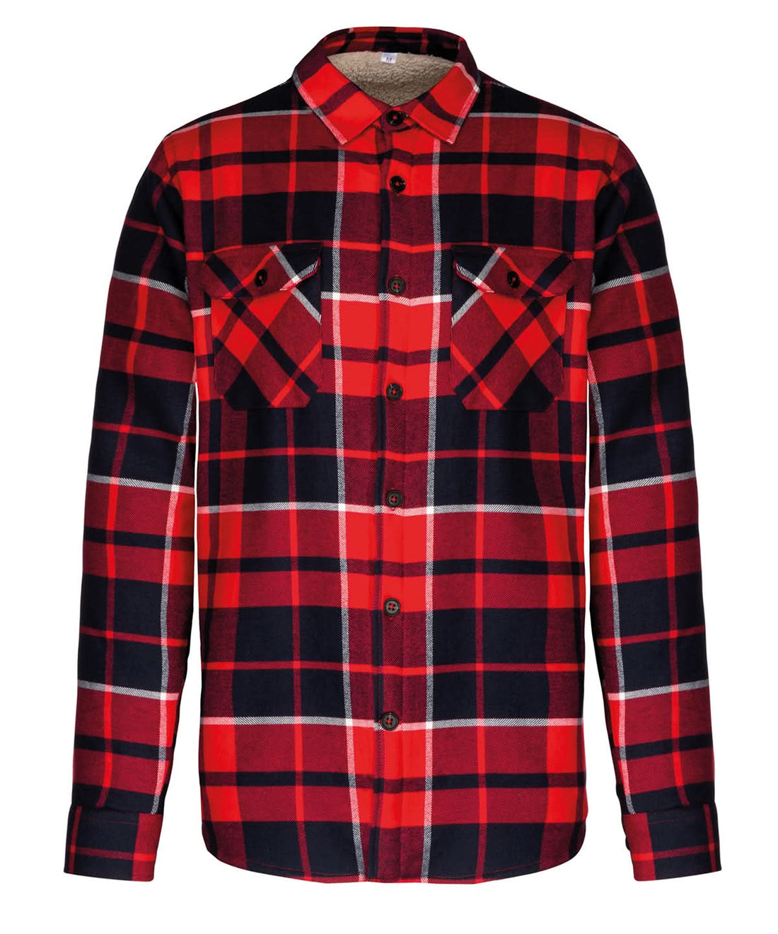 Kariban Sherpa lined checked shirt jacket KB579 - Red Navy - Customisable Jacket