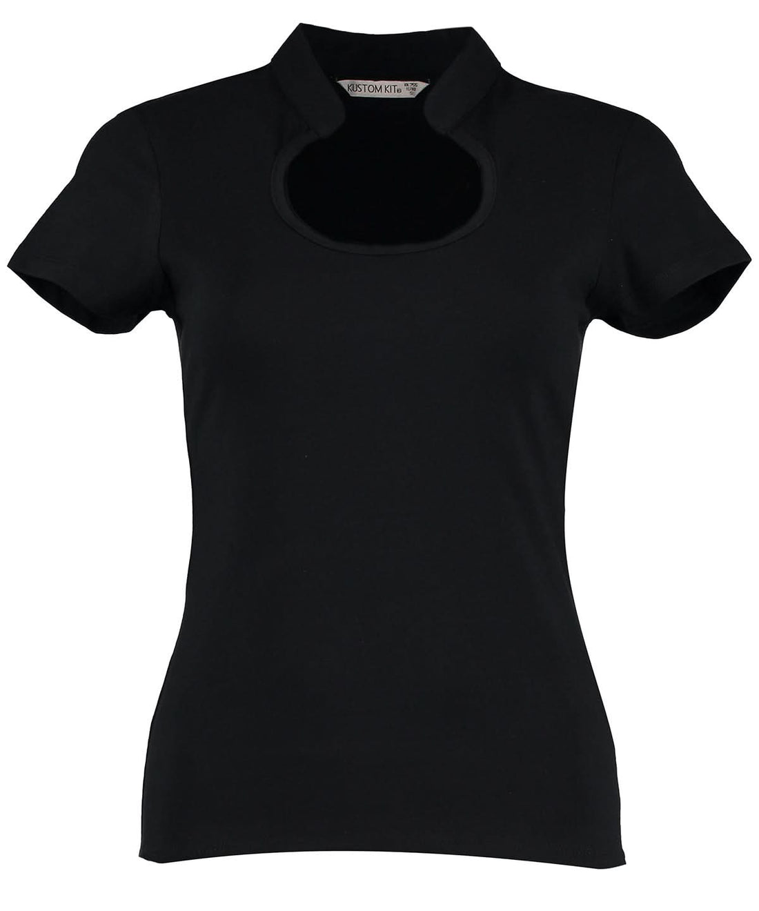 Kustom Kit Womens corporate top keyhole neck regular fit KK755 - Black - Customisable T-Shirt