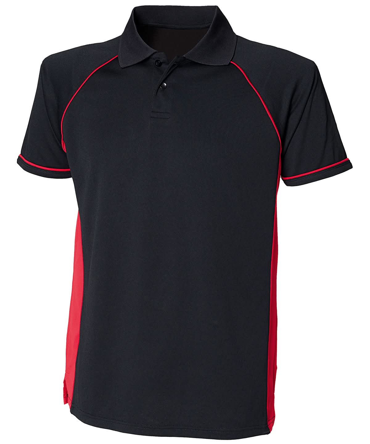 Finden &amp; Hales Finden Hales Panel performance polo LV310 - Black Red Red - Customisable Polos