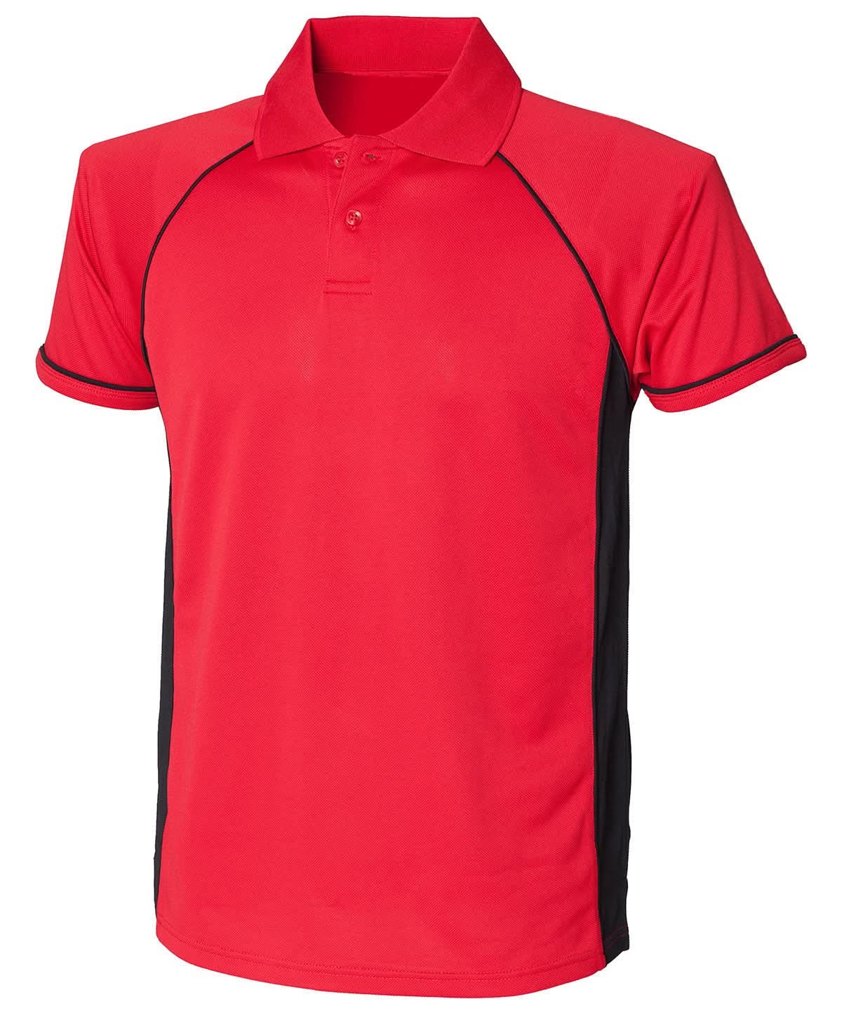 Finden &amp; Hales Finden Hales Panel performance polo LV310 - Red Black Black - Customisable Polos
