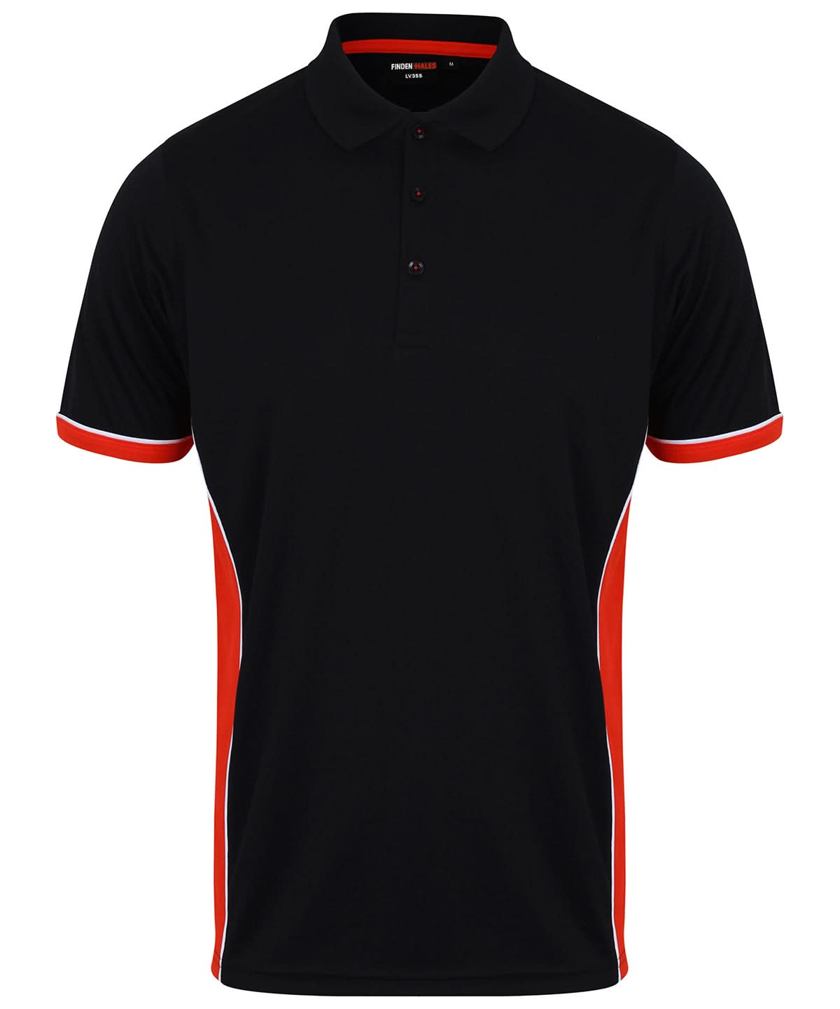 Finden &amp; Hales Finden Hales Panel polo LV355 - Black Red White - Customisable Polos