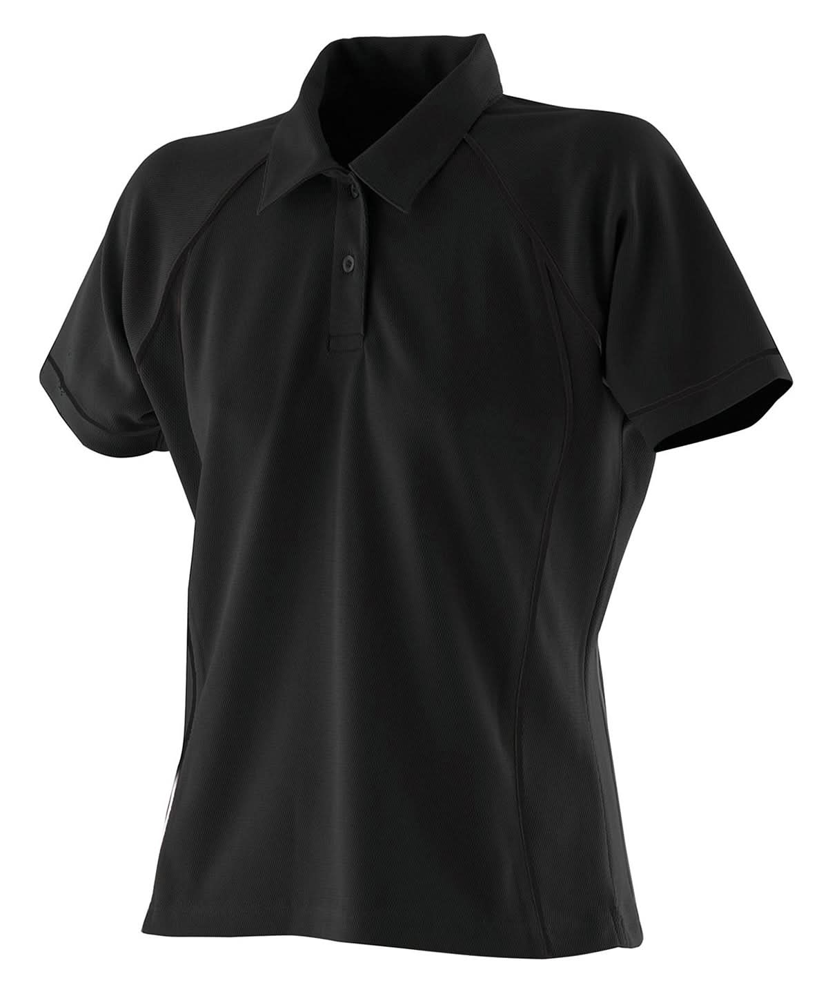 Finden &amp; Hales Finden Hales Womens piped performance polo LV371 - Black Black - Customisable Polos