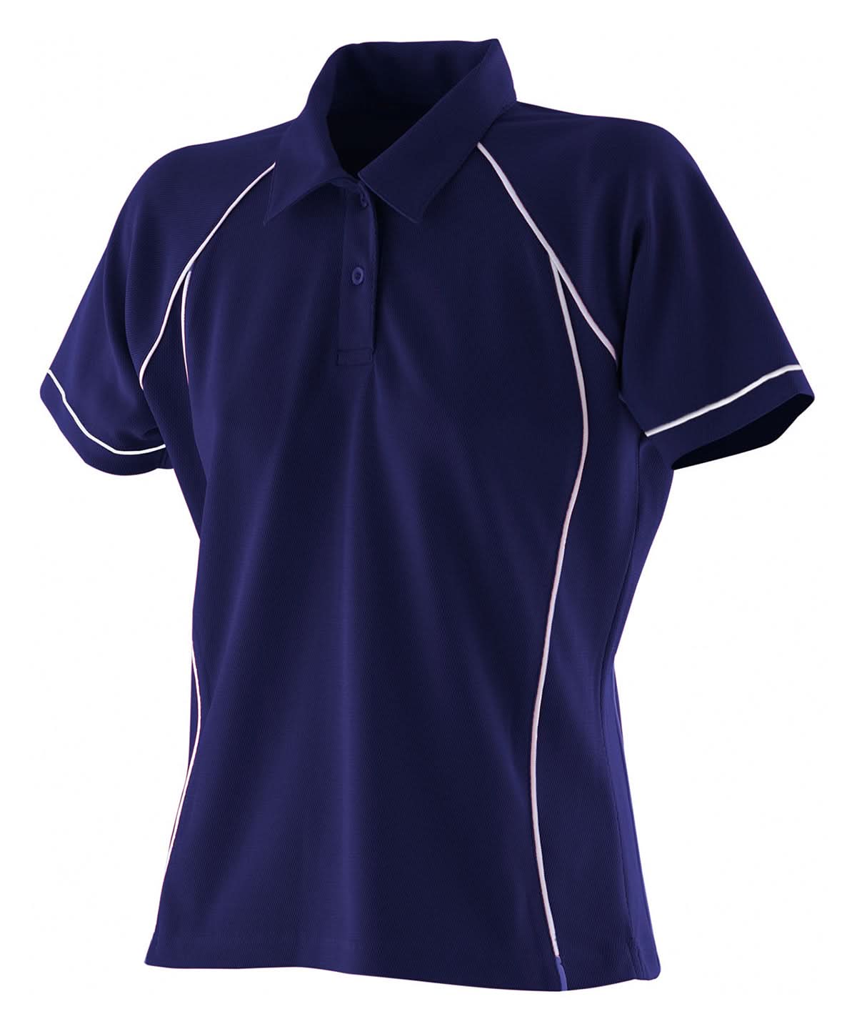 Finden &amp; Hales Finden Hales Womens piped performance polo LV371 - Navy White - Customisable Polos
