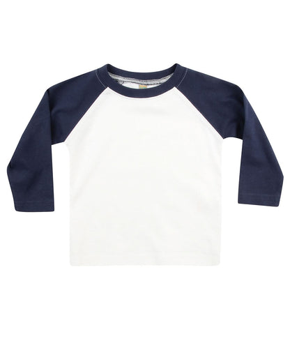 Larkwood Long Sleeve Baseball T Shirt LW25T - White Navy - Customisable T-Shirt