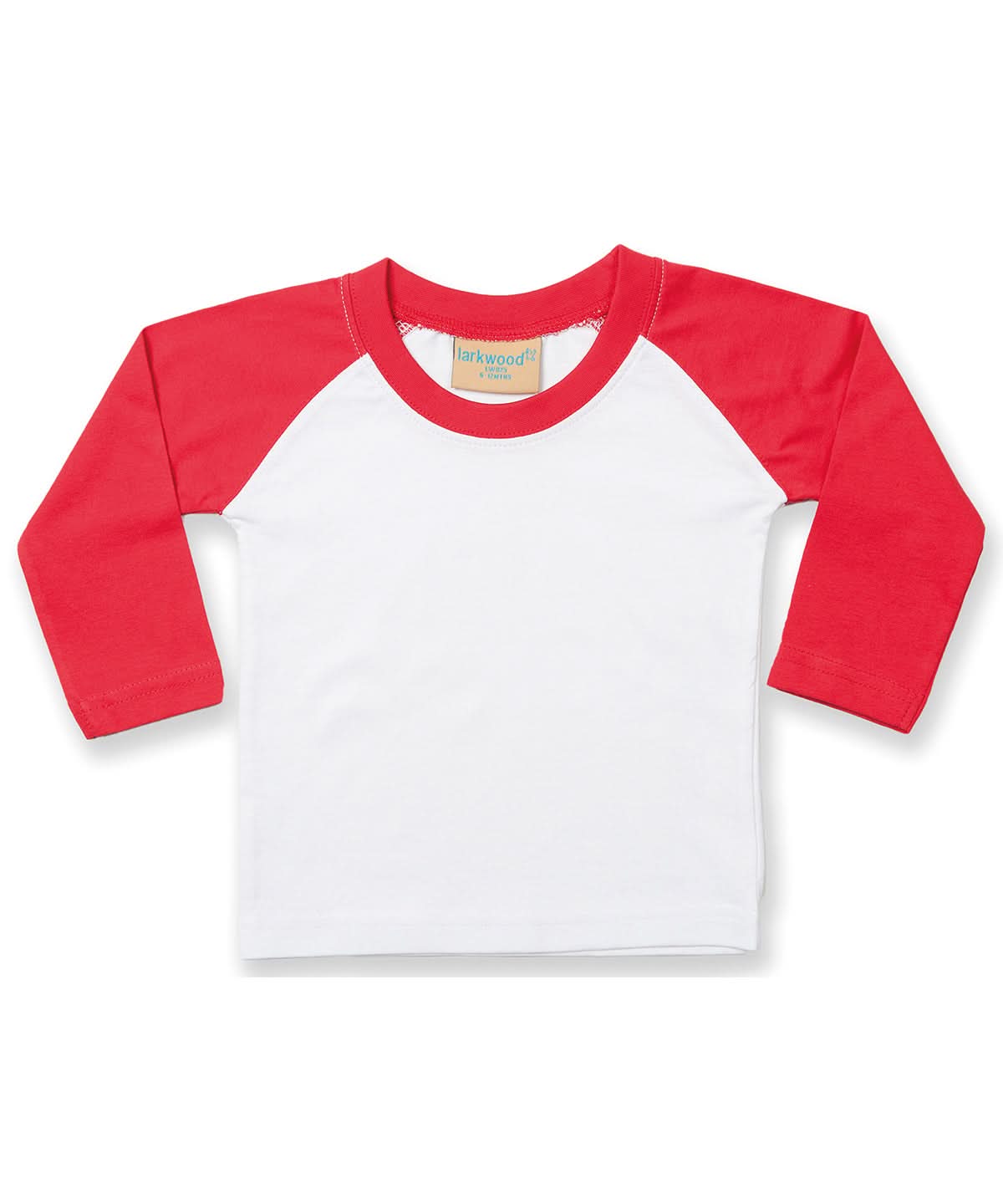 Larkwood Long Sleeve Baseball T Shirt LW25T - White Red - Customisable T-Shirt