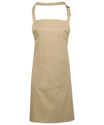 12 x Popular Bib Aprons with Pocket + Free Logo - Khaki One size - Customisable Bundle