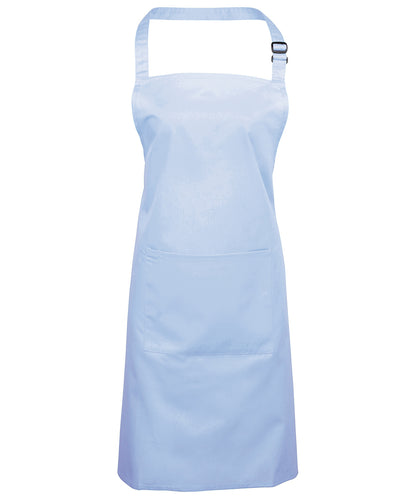 12 x Popular Bib Aprons with Pocket + Free Logo - Light Blue One size - Customisable Bundle