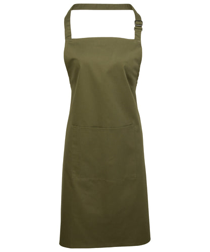 12 x Popular Bib Aprons with Pocket + Free Logo - Olive One size - Customisable Bundle