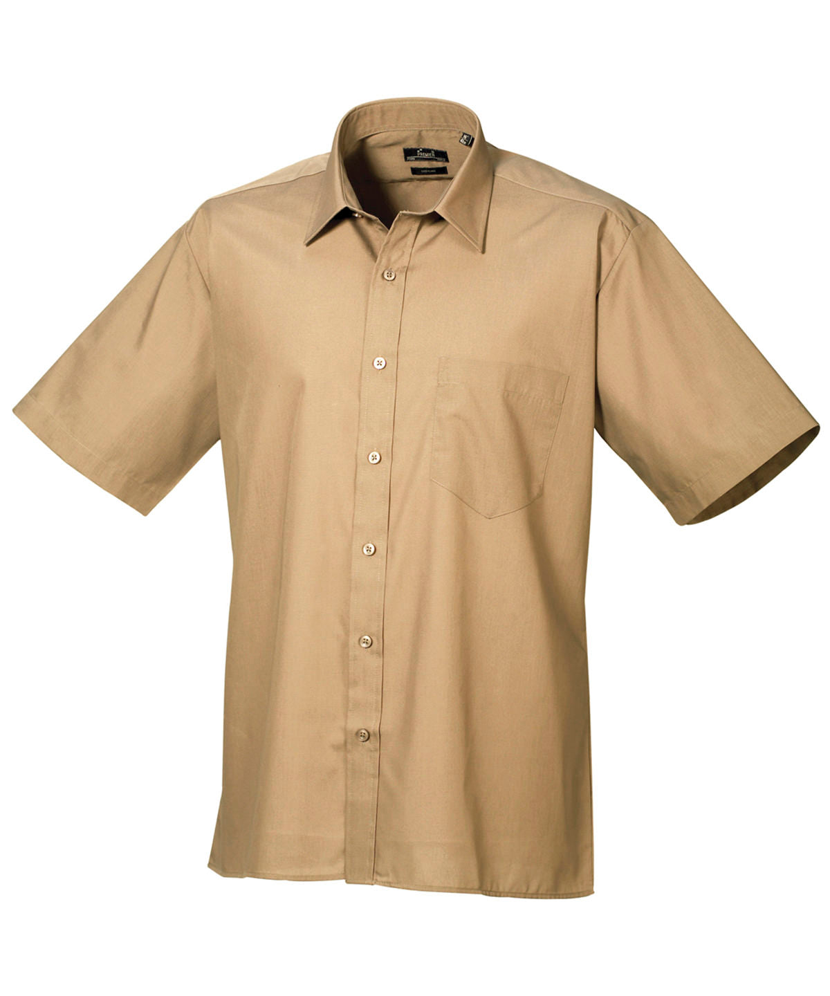 Short sleeve poplin shirt - PR202 - Khaki - Customisable Shirts