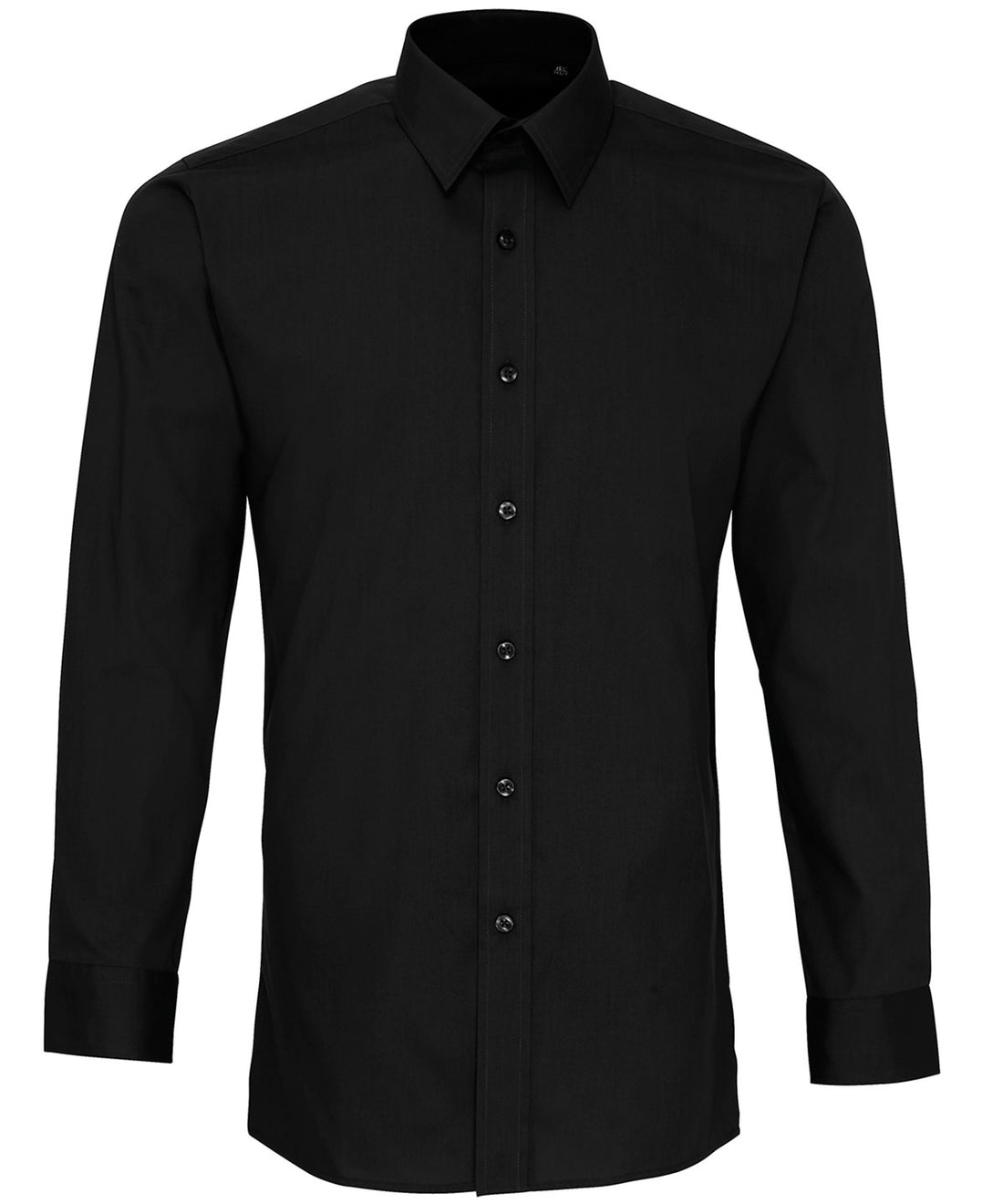 Poplin fitted long sleeve shirt - PR204 - Black - Customisable Shirts