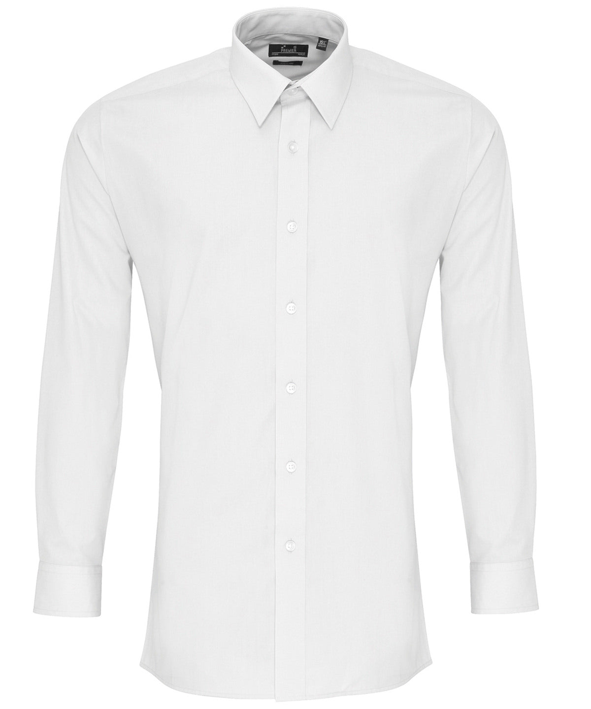 Poplin fitted long sleeve shirt - PR204 - White - Customisable Shirts