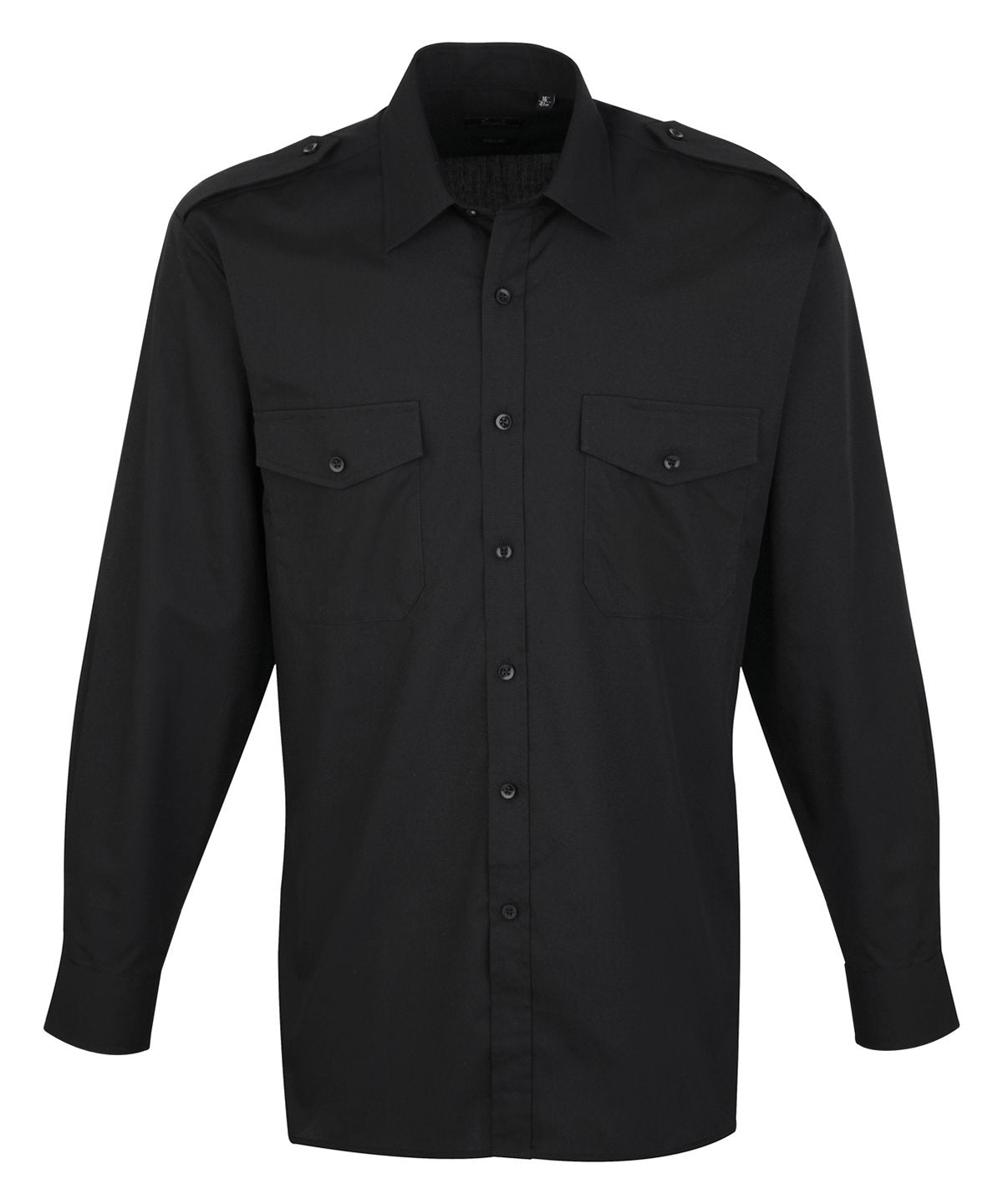 Long sleeve pilot shirt - PR210 - Black - Customisable Shirts