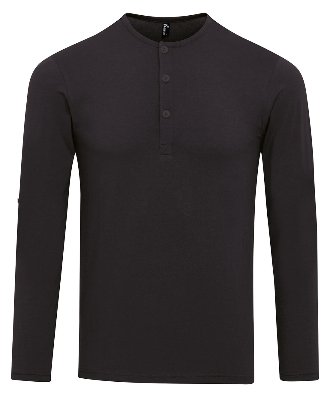 Long John roll-sleeve tee - PR218 - Black - Customisable T-Shirts