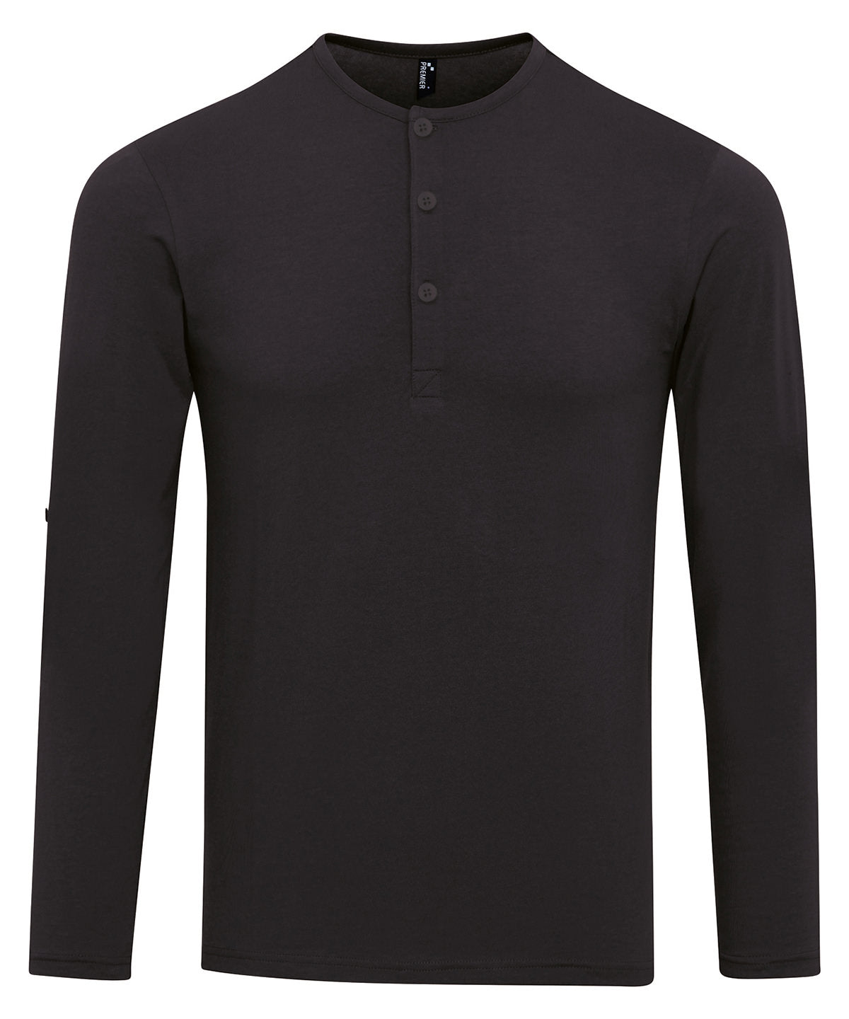Long John roll-sleeve tee - PR218 - Black - Customisable T-Shirts